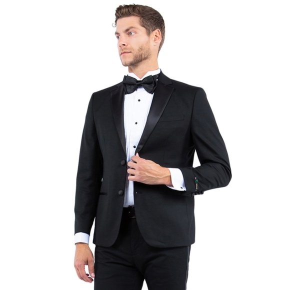 Notch Lapel (Tailored to Move and Flex) Tuxedo Separates Coat, Black by ZeGarie - Picture 4 of 5